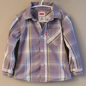 Levi's grey plaid long sleeved button down shirt
